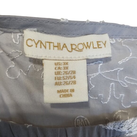 Cynthia Rowley Womens Plus Size 3X Floral Embroidered Gray Top - Picture 5 of 7